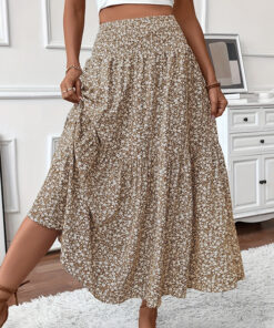 Boho Chic Floral Maxi Skirt – Flowing A-Line Style with High Elastic Waist