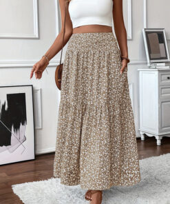 Alternative view of Boho Chic Floral Maxi Skirt – Flowing A-Line Style with High Elastic Waist