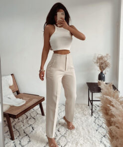 Alternative view of Pleated Slim-Leg High-Waist Pant