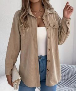 women’s corduroy shirt jacket long sleeve button-down