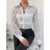 Women’s lace floral blouse long sleeve button-down boho style