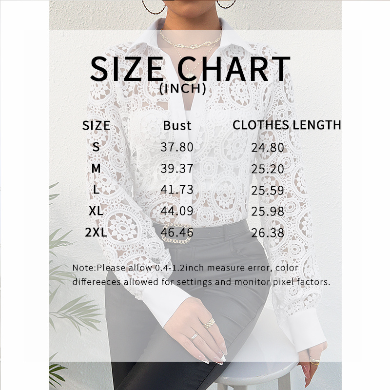 Women’s Lace Floral Blouse – Boho Long Sleeve Button-Down Top - Image 5